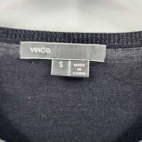 VINCE Lamb Leather Front Lightweight Wool Sweater - Picture 4 of 5